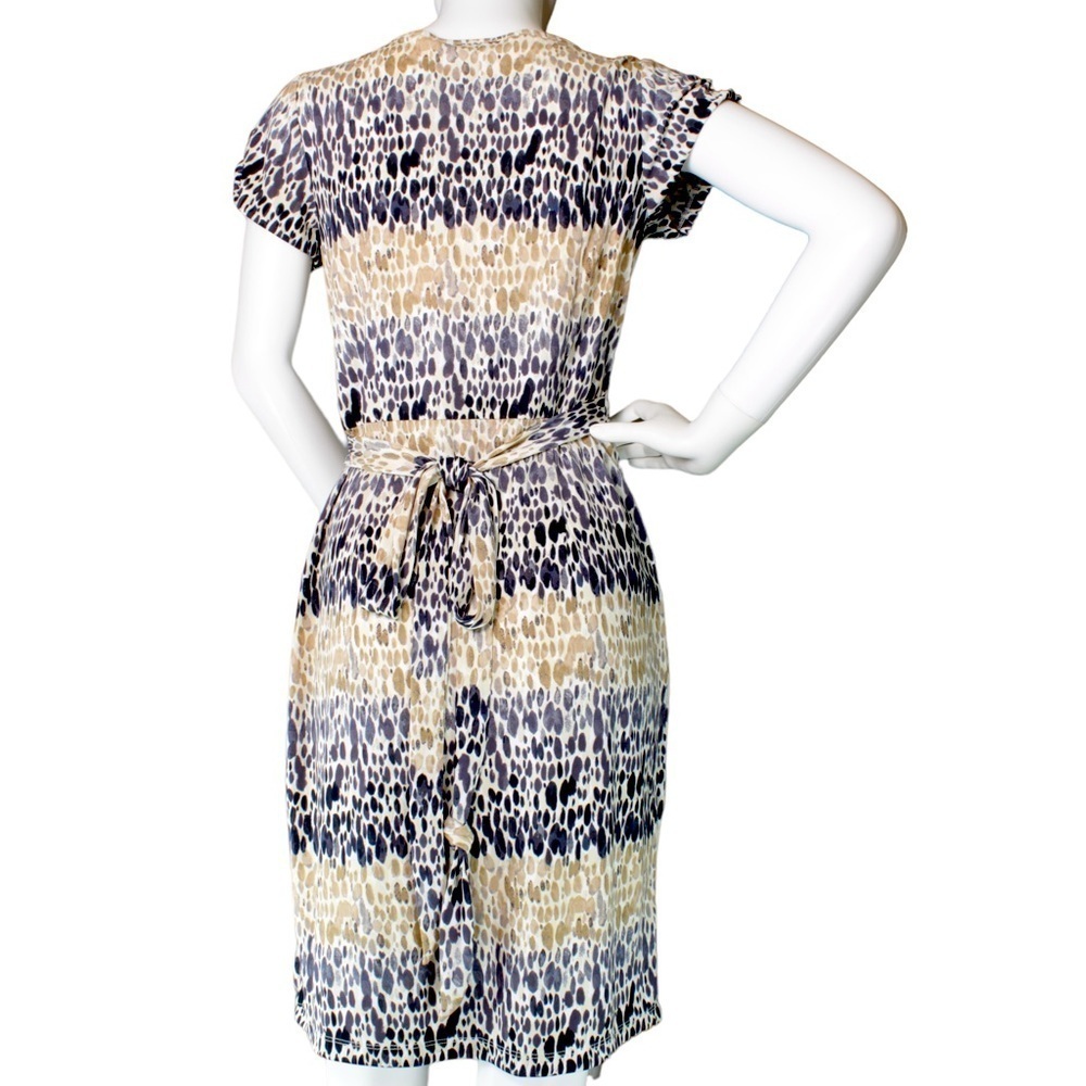 Ann Taylor Loft Women’s Multi Color Pebble Print Faux Wrap Dress Size Small - Picture 3 of 10